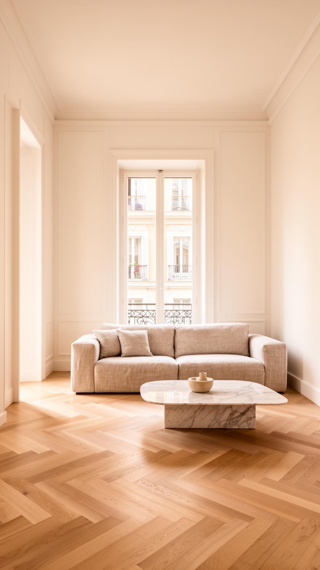 Vivienda reformada en Madrid con suelo de roble y techos altos